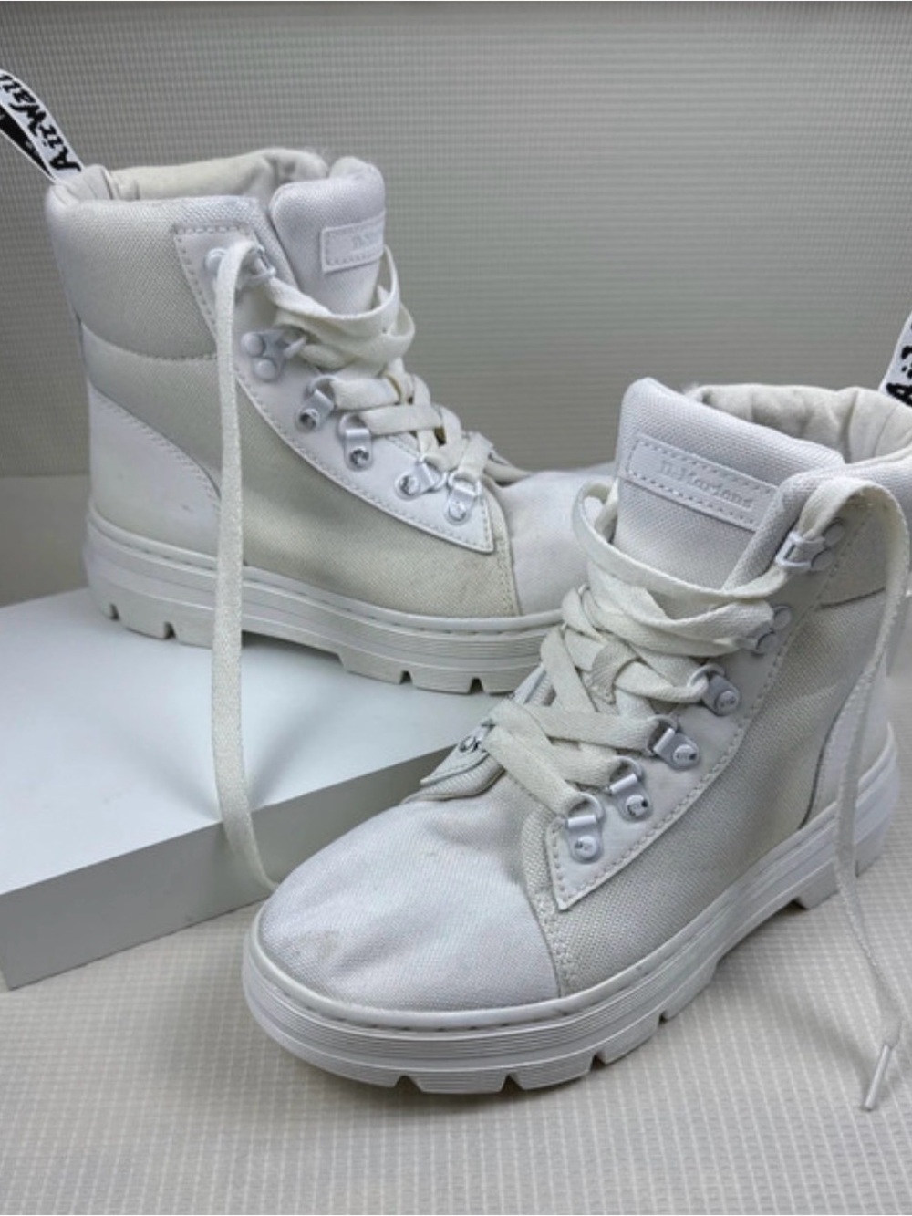 Dr. Martens Women's White Lace-Up Canvas Combat Boots